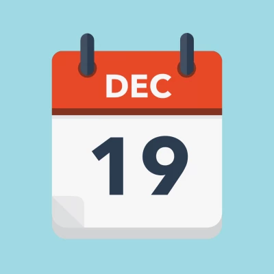 Calendar icon showing 19th December